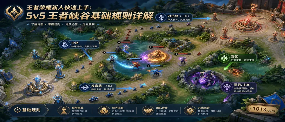 王者荣耀新人快速上手：5v5王者峡谷基础规则详解